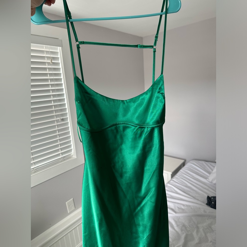 Emerald Green Satin Dress
